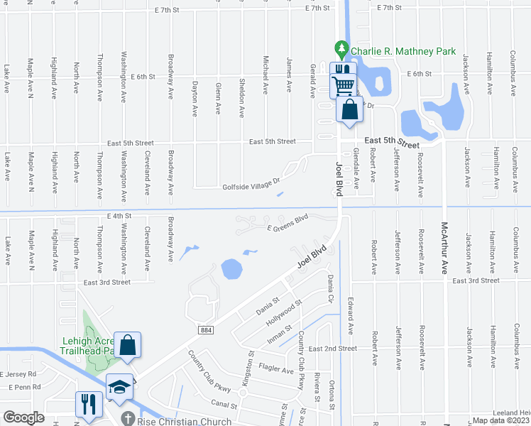 map of restaurants, bars, coffee shops, grocery stores, and more near 6 Regency Court in Lehigh Acres