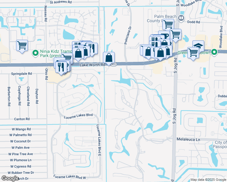 map of restaurants, bars, coffee shops, grocery stores, and more near 4365 Trevi Court in Lake Worth