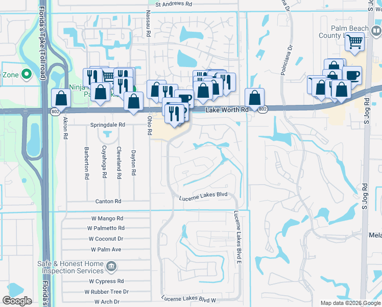 map of restaurants, bars, coffee shops, grocery stores, and more near 7382 Brenner Avenue in Wellington