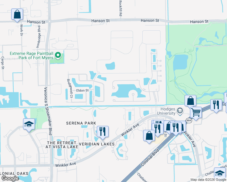 map of restaurants, bars, coffee shops, grocery stores, and more near 4203 Liron Avenue in Fort Myers