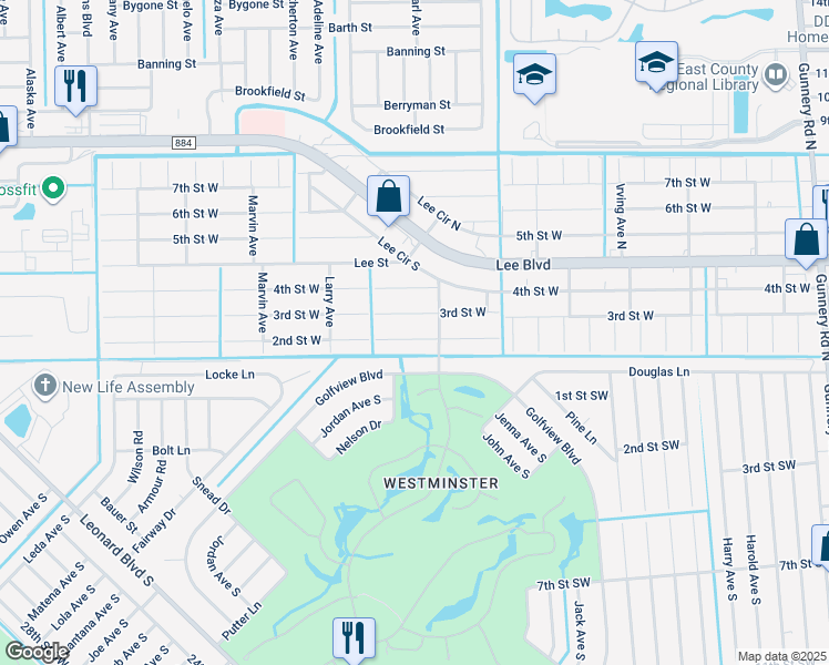 map of restaurants, bars, coffee shops, grocery stores, and more near 5006 2nd Street West in Lehigh Acres