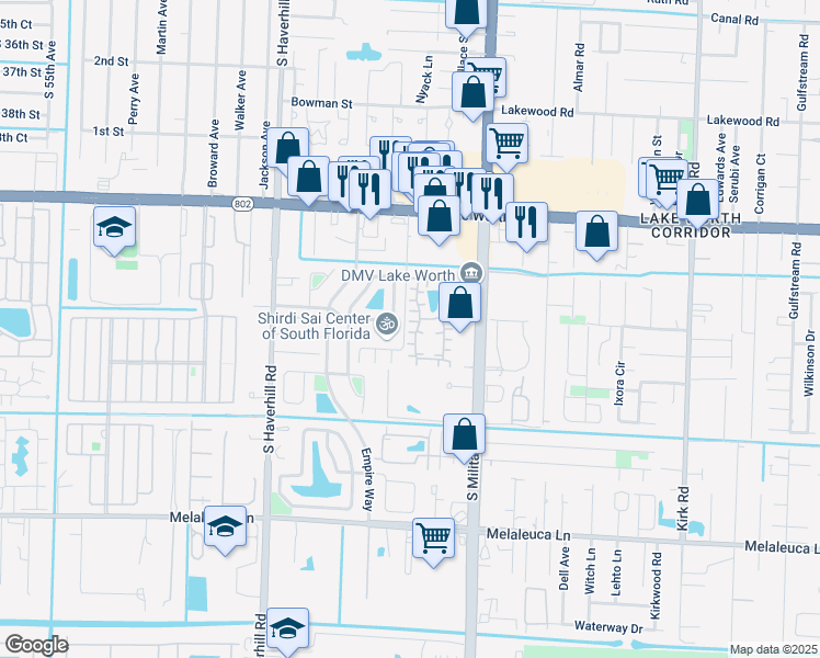 map of restaurants, bars, coffee shops, grocery stores, and more near 4240 Landar Drive in Lake Worth