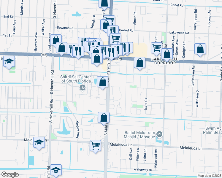 map of restaurants, bars, coffee shops, grocery stores, and more near 4283 Berkshire Wharf Drive in Lake Worth