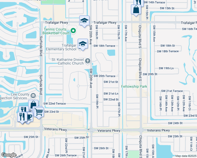 map of restaurants, bars, coffee shops, grocery stores, and more near 2017 Southwest 19th Place in Cape Coral