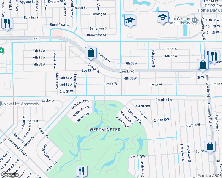 map of restaurants, bars, coffee shops, grocery stores, and more near 4910 2nd Street West in Lehigh Acres