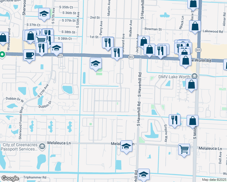 map of restaurants, bars, coffee shops, grocery stores, and more near 4300 Gretchen Place in Lake Worth