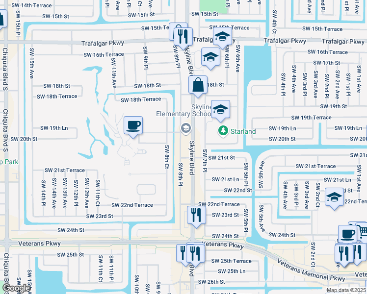 map of restaurants, bars, coffee shops, grocery stores, and more near 2007 Southwest 8th Place in Cape Coral