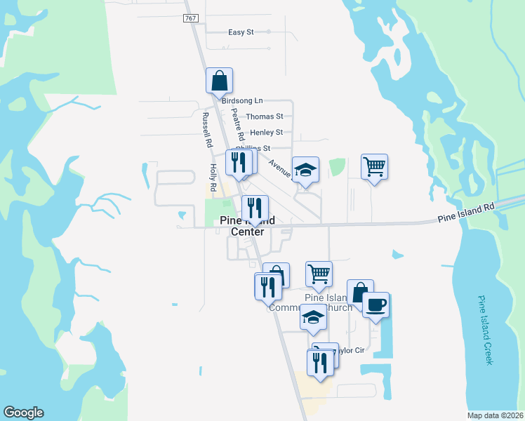 map of restaurants, bars, coffee shops, grocery stores, and more near 5509 Avenue B in Bokeelia