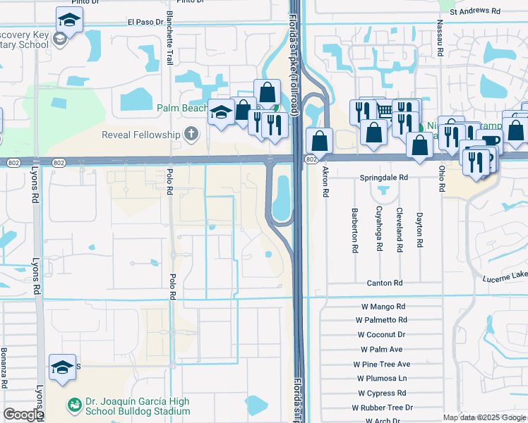 map of restaurants, bars, coffee shops, grocery stores, and more near 4171 Hooks Road in Lake Worth