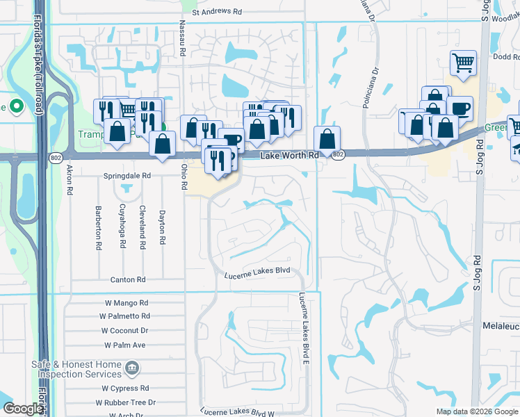 map of restaurants, bars, coffee shops, grocery stores, and more near 7348 Pine Park Drive North in Lake Worth