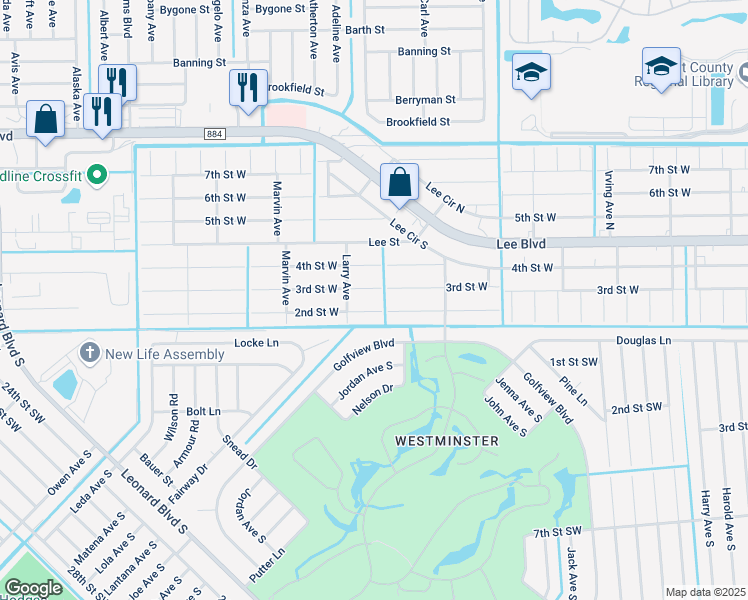map of restaurants, bars, coffee shops, grocery stores, and more near 5018 2nd Street West in Lehigh Acres
