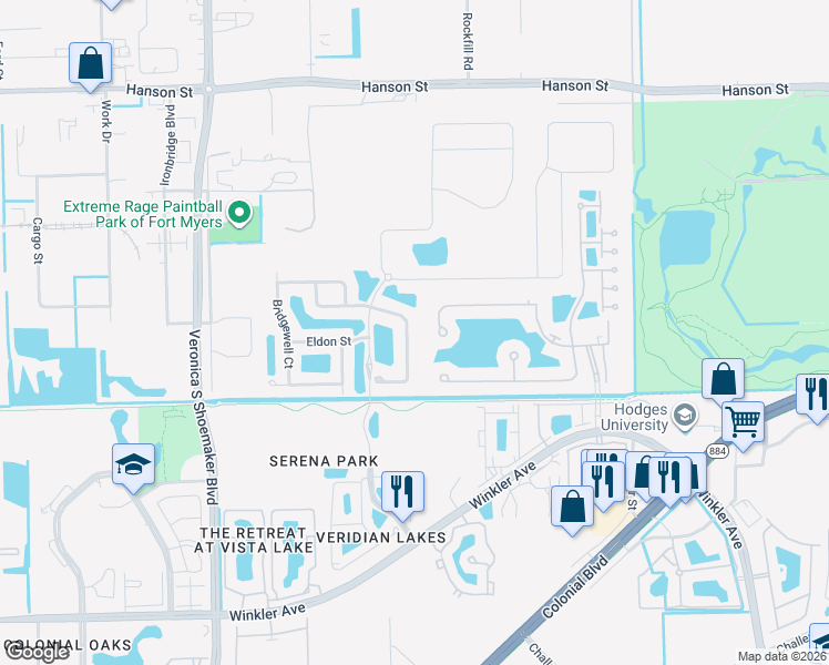 map of restaurants, bars, coffee shops, grocery stores, and more near 3978 Ashentree Court in Fort Myers