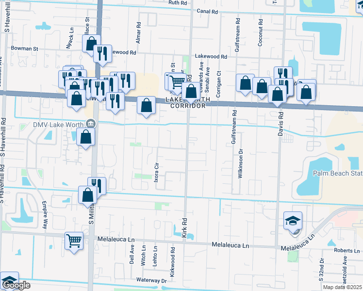 map of restaurants, bars, coffee shops, grocery stores, and more near 4233 Kirk Rd in Lake Worth