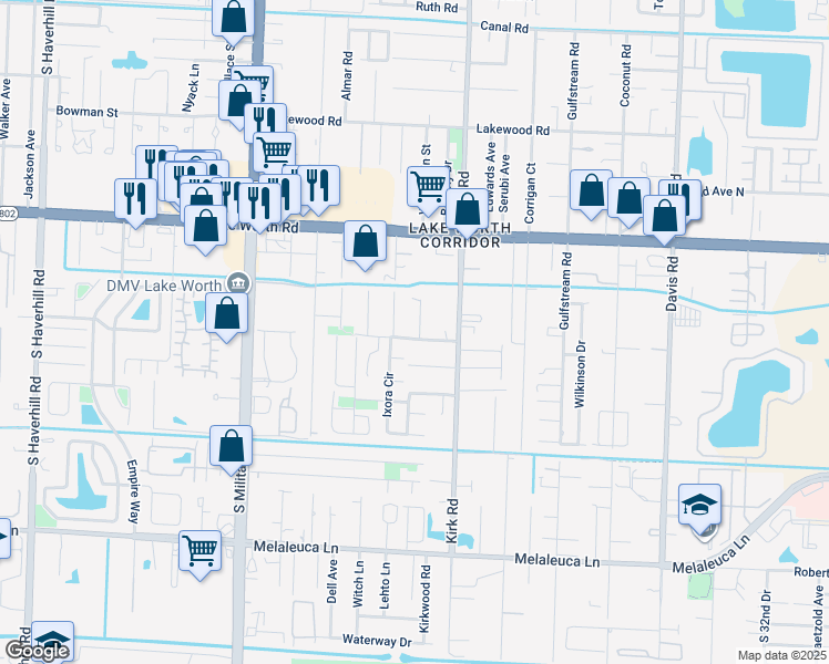 map of restaurants, bars, coffee shops, grocery stores, and more near 4116 Selberg Lane in Lake Worth