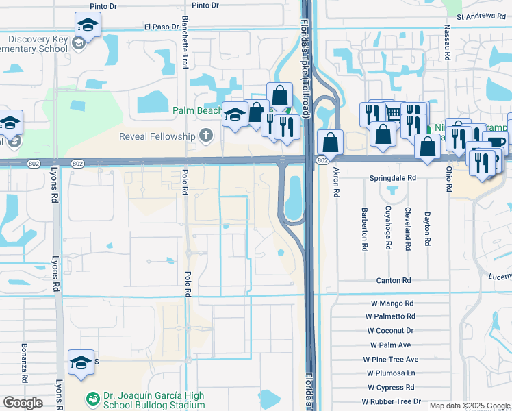 map of restaurants, bars, coffee shops, grocery stores, and more near 4171 Hooks Road in Lake Worth