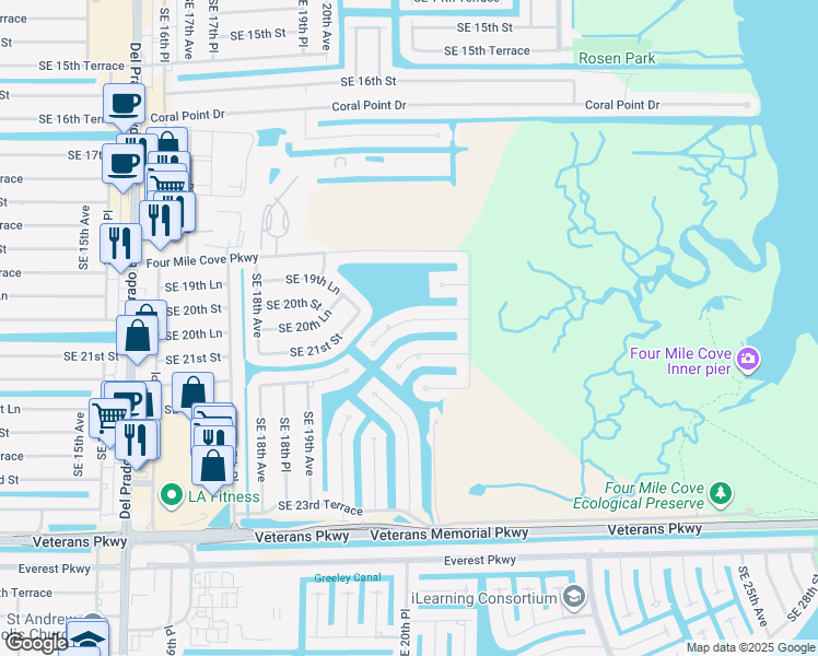 map of restaurants, bars, coffee shops, grocery stores, and more near 2032 Southeast 20th Lane in Cape Coral