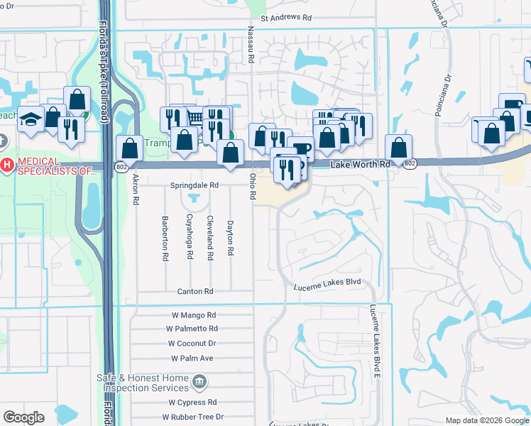map of restaurants, bars, coffee shops, grocery stores, and more near 4195 Lucerne Villas Lane in Lake Worth