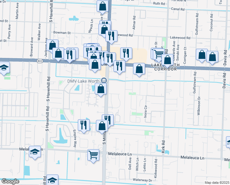 map of restaurants, bars, coffee shops, grocery stores, and more near 4405 Cotswold Hills Drive in Lake Worth