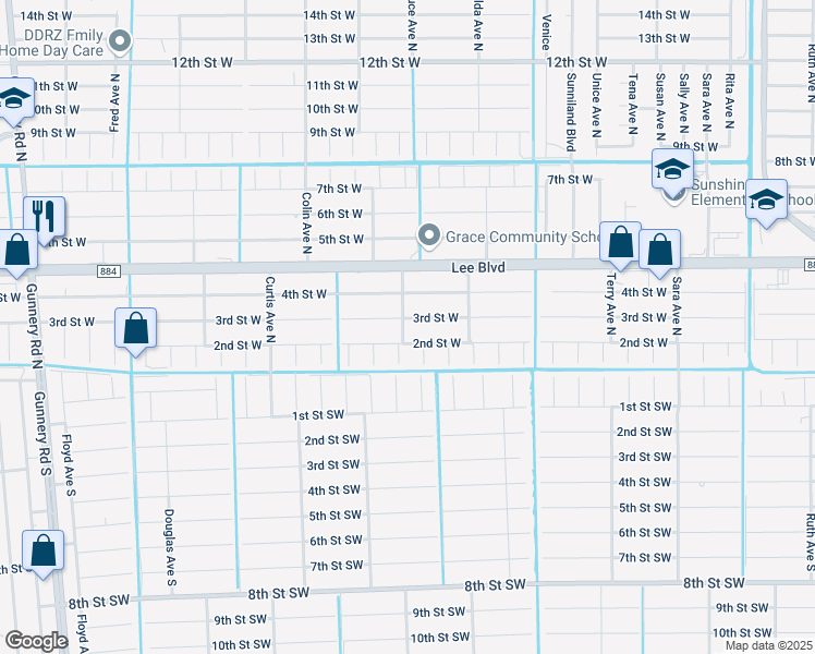 map of restaurants, bars, coffee shops, grocery stores, and more near 3902 2nd Street West in Lehigh Acres