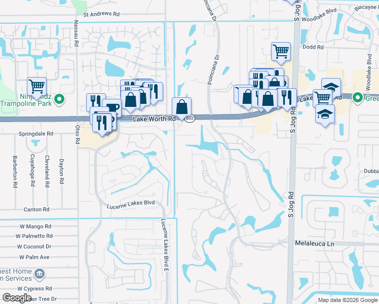 map of restaurants, bars, coffee shops, grocery stores, and more near 4301 Hammock Grove Drive in Greenacres