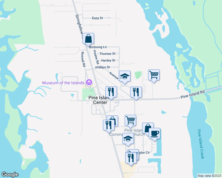 map of restaurants, bars, coffee shops, grocery stores, and more near 5419 Avenue C in Bokeelia