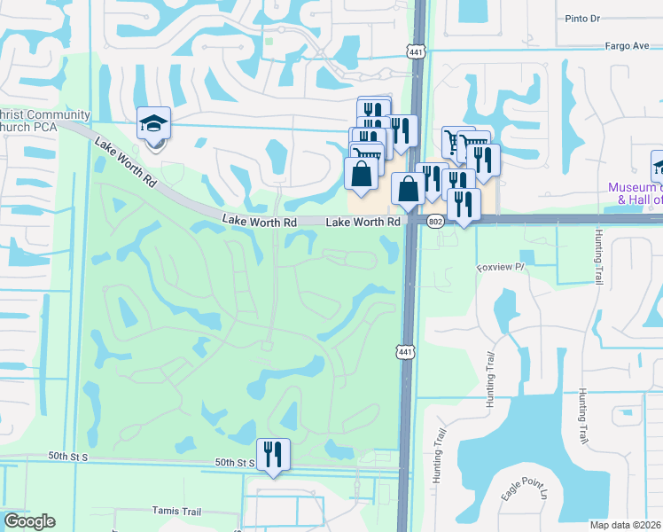 map of restaurants, bars, coffee shops, grocery stores, and more near 10292 South Andover Coach Lane in Wellington