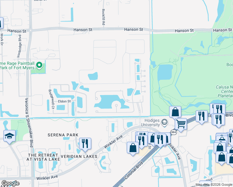 map of restaurants, bars, coffee shops, grocery stores, and more near 4255 Liron Avenue in Fort Myers