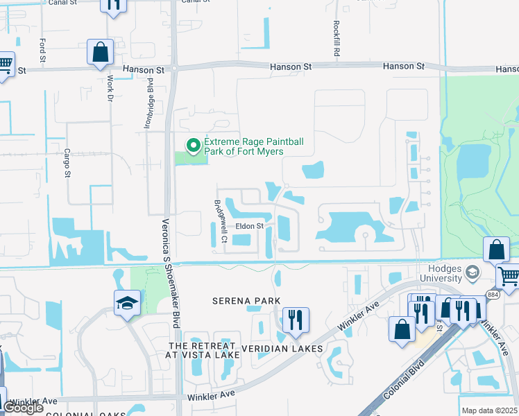 map of restaurants, bars, coffee shops, grocery stores, and more near 3935 Williamson Road in Fort Myers