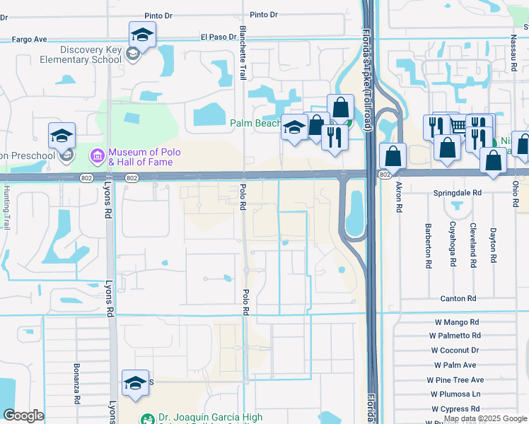 map of restaurants, bars, coffee shops, grocery stores, and more near 4300 Polo Road in Lake Worth