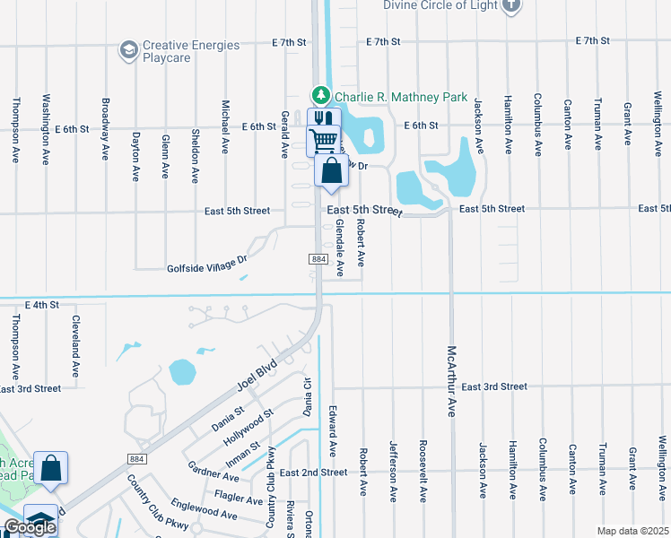 map of restaurants, bars, coffee shops, grocery stores, and more near 2341 Jacaranda Court in Lehigh Acres