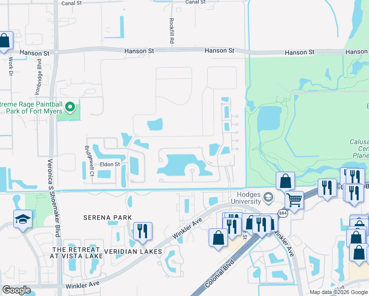 map of restaurants, bars, coffee shops, grocery stores, and more near 4255 Liron Avenue in Fort Myers