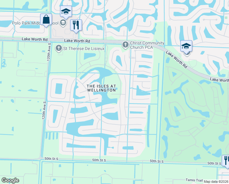 map of restaurants, bars, coffee shops, grocery stores, and more near 11415 Nautica Court in Wellington