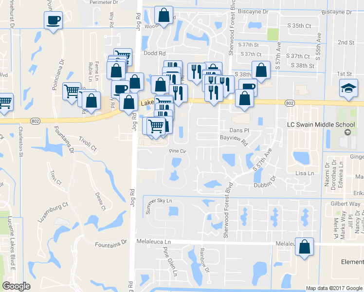 map of restaurants, bars, coffee shops, grocery stores, and more near 1606 Seminole Palms Drive in Lake Worth