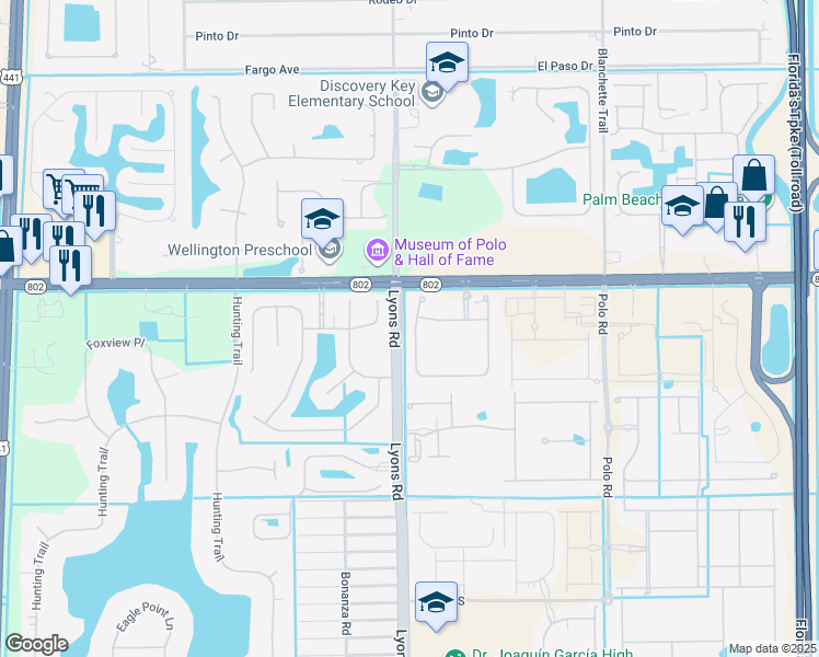 map of restaurants, bars, coffee shops, grocery stores, and more near 9023 Pitrizza Drive in Lake Worth