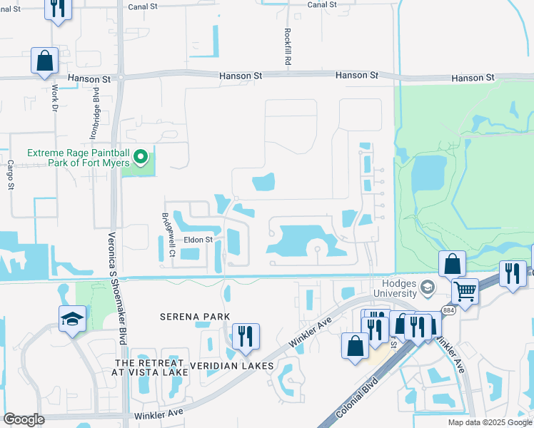 map of restaurants, bars, coffee shops, grocery stores, and more near 4219 Liron Avenue in Fort Myers