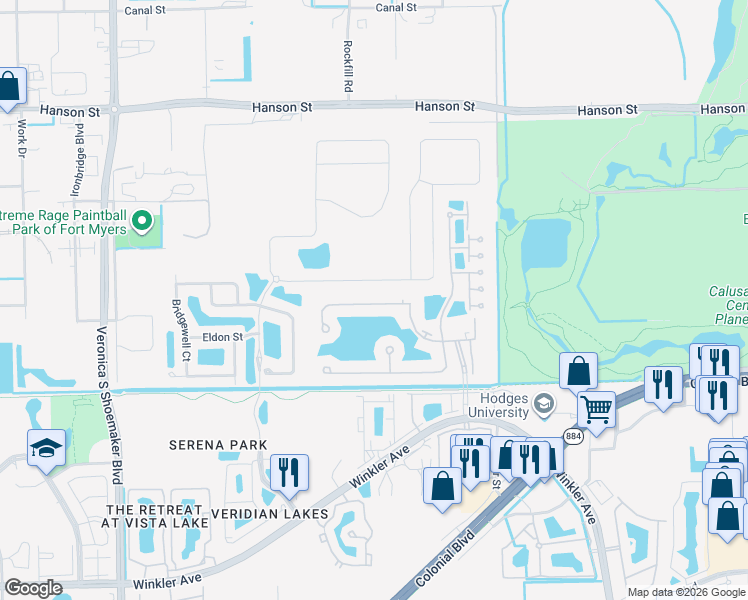 map of restaurants, bars, coffee shops, grocery stores, and more near 4255 Liron Avenue in Fort Myers