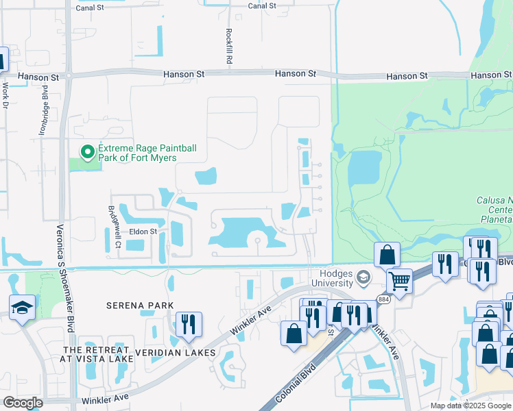 map of restaurants, bars, coffee shops, grocery stores, and more near 4255 Liron Avenue in Fort Myers