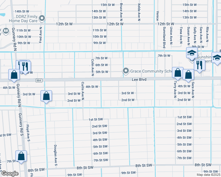 map of restaurants, bars, coffee shops, grocery stores, and more near 3915 4th Street West in Lehigh Acres