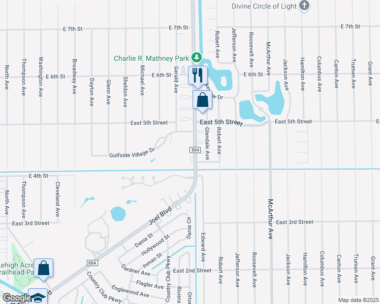 map of restaurants, bars, coffee shops, grocery stores, and more near 409 Joel Boulevard in Lehigh Acres