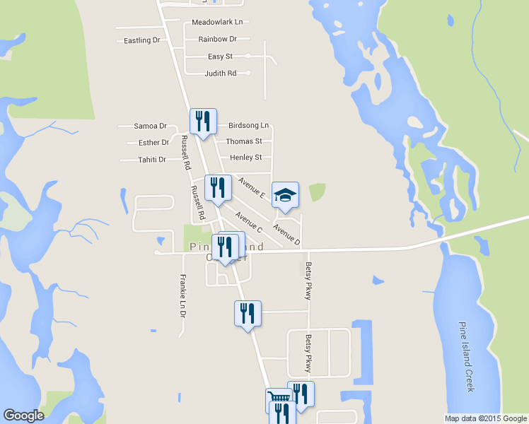 map of restaurants, bars, coffee shops, grocery stores, and more near 5440 Avenue D in Bokeelia