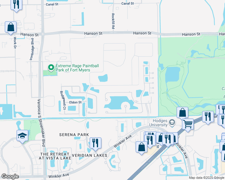 map of restaurants, bars, coffee shops, grocery stores, and more near 4239 Liron Avenue in Fort Myers