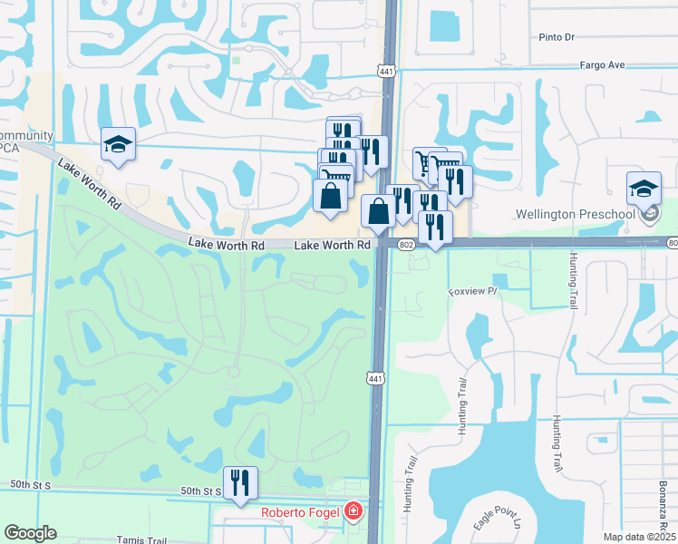 map of restaurants, bars, coffee shops, grocery stores, and more near 10220 Andover Coach Circle in Lake Worth