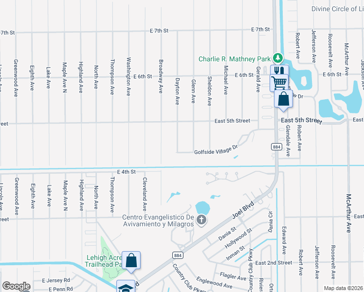 map of restaurants, bars, coffee shops, grocery stores, and more near 410 Dayton Ave in Lehigh Acres