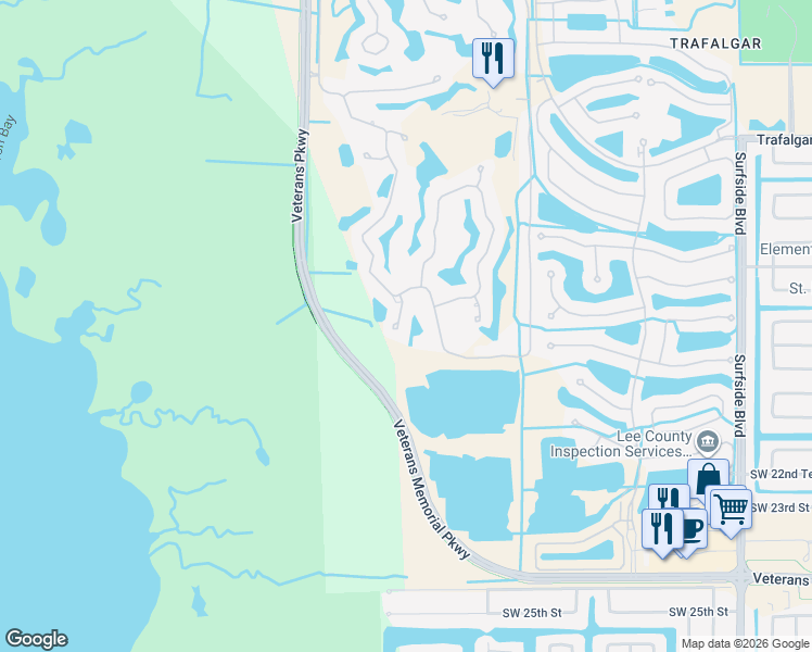 map of restaurants, bars, coffee shops, grocery stores, and more near 11658 Princess Margaret Court in Cape Coral