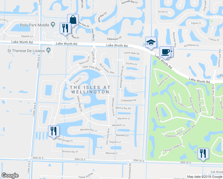 map of restaurants, bars, coffee shops, grocery stores, and more near 4363 Mariners Cove Drive in Wellington