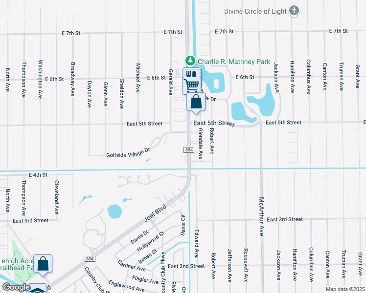 map of restaurants, bars, coffee shops, grocery stores, and more near 2201 East 5th Street in Lehigh Acres