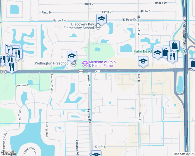 map of restaurants, bars, coffee shops, grocery stores, and more near 9023 Pitrizza Drive in Lake Worth