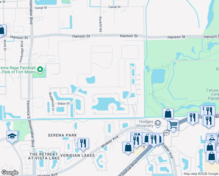 map of restaurants, bars, coffee shops, grocery stores, and more near 4234 Dutchess Park Road in Fort Myers