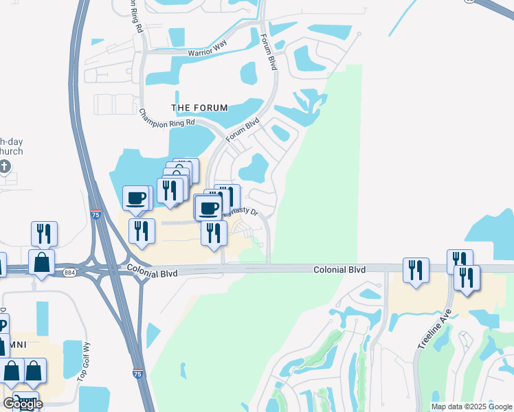 map of restaurants, bars, coffee shops, grocery stores, and more near 9977 Chiana Circle in Fort Myers