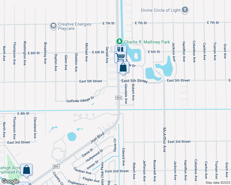 map of restaurants, bars, coffee shops, grocery stores, and more near 409 Joel Boulevard in Lehigh Acres